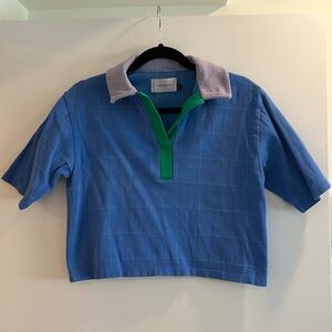 Oversized crop polo shirt